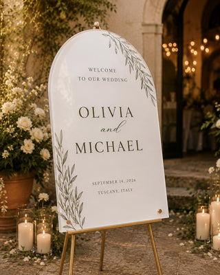 Wedding Welcome Sign | Arch Acrylic Entrance Plaque - Modern Bridal Decor, Custom Event Display