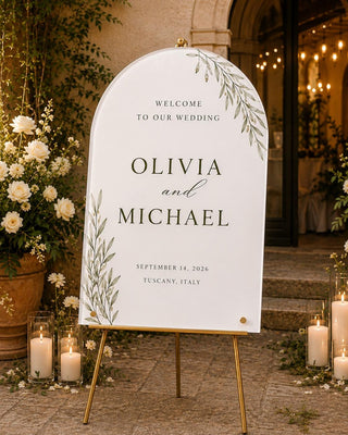 Wedding Welcome Sign | Arch Acrylic Entrance Plaque - Modern Bridal Decor, Custom Event Display