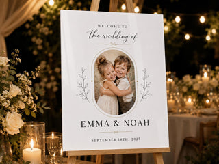 Custom Photo Heart Wedding Sign, Modern Acrylic Welcome Decor