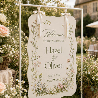 Entrance Sign, Modern Acrylic Board - Bridal Greeting Display | Ceremony, Engagement | 10X8-35.7X23.7
