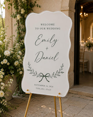 Acrylic Wedding Welcome Sign, Modern Wavy Bridal Ceremony Sign