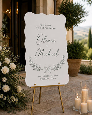 Acrylic Wedding Welcome Sign, Modern Wavy Bridal Ceremony Sign