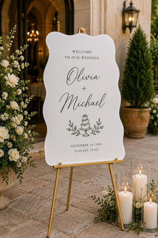 Acrylic Wedding Welcome Sign, Modern Wavy Bridal Ceremony Sign