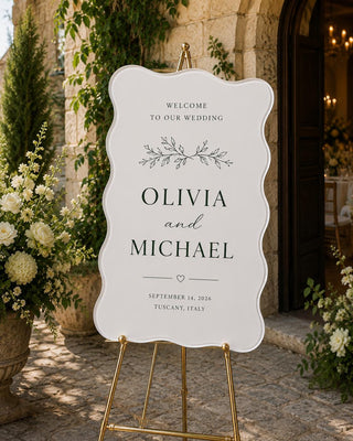 Acrylic Wedding Welcome Sign, Modern Wavy Bridal Ceremony Sign