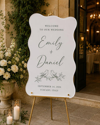 Acrylic Wedding Welcome Sign, Modern Wavy Bridal Ceremony Sign