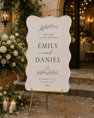 Acrylic Wedding Welcome Sign, Modern Wavy Bridal Ceremony Sign