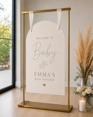 Personalized Baby Shower Welcome Sign, Neutral Boho Acrylic Arch (Custom Name)