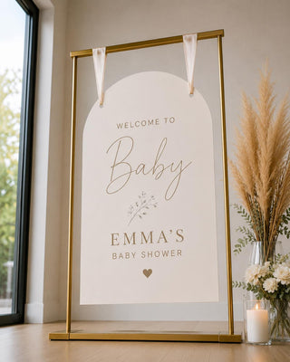 Personalized Baby Shower Welcome Sign, Neutral Boho Acrylic Arch (Custom Name)