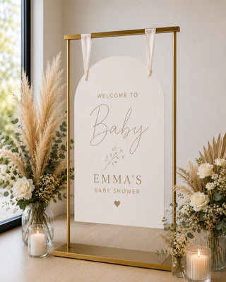 Personalized Baby Shower Welcome Sign, Neutral Boho Acrylic Arch (Custom Name)