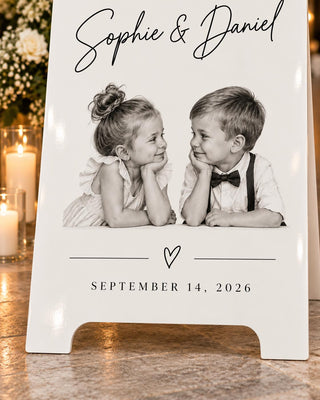 Photo Welcome Sign - Childhood Portrait, Sentimental Serif Typography | MDF Or Acrylic | 24In-35.7In