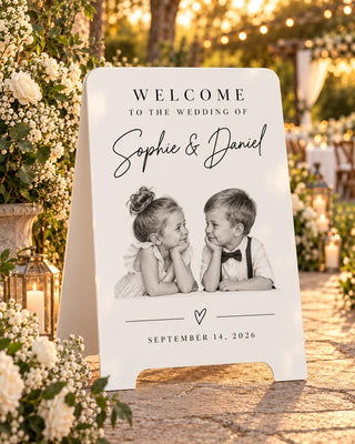 Photo Welcome Sign - Childhood Portrait, Sentimental Serif Typography | MDF Or Acrylic | 24In-35.7In
