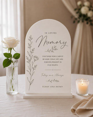 Memorial Sign | Acrylic In Loving Memory | Freestanding Base | 5X7-8X10 Wedding Tribute