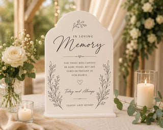 Memorial Sign | Acrylic In Loving Memory | Freestanding Base | 5X7-8X10 Wedding Tribute