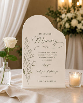 Memorial Sign | Acrylic In Loving Memory | Freestanding Base | 5X7-8X10 Wedding Tribute