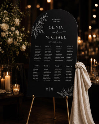 Elegant Slate Arch Seating Chart for Weddings and Events - Customizable Guest Display