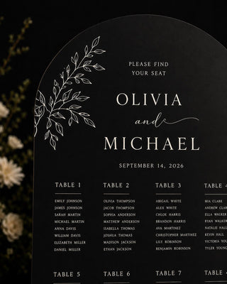 Elegant Slate Arch Seating Chart for Weddings and Events - Customizable Guest Display