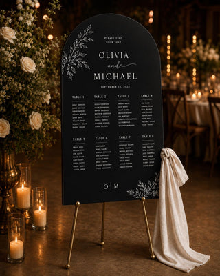 Elegant Slate Arch Seating Chart for Weddings and Events - Customizable Guest Display