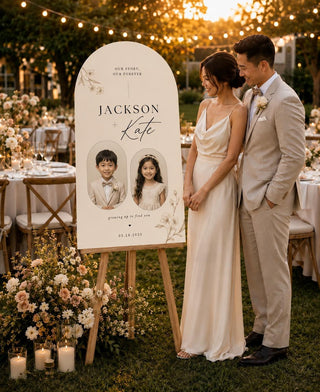 Custom Acrylic Wedding Welcome Sign with Childhood Photo