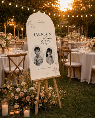 Custom Acrylic Wedding Welcome Sign with Childhood Photo