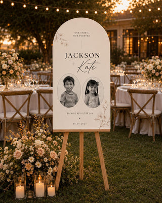 Custom Acrylic Wedding Welcome Sign with Childhood Photo