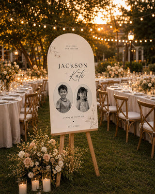 Custom Acrylic Wedding Welcome Sign with Childhood Photo