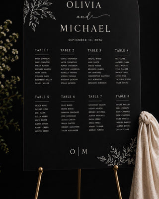 Elegant Slate Arch Seating Chart for Weddings and Events - Customizable Guest Display