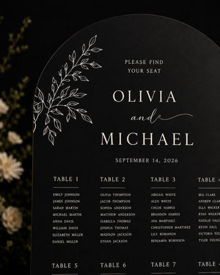 Elegant Slate Arch Seating Chart for Weddings and Events - Customizable Guest Display