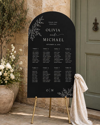 Elegant Slate Arch Seating Chart for Weddings and Events - Customizable Guest Display