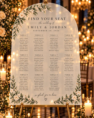 Entrance Sign | Arch Seating Chart, Acrylic Custom Guest List - Modern Reception Decor Accent