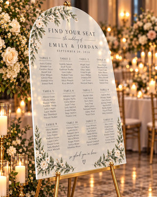 Entrance Sign | Arch Seating Chart, Acrylic Custom Guest List - Modern Reception Decor Accent