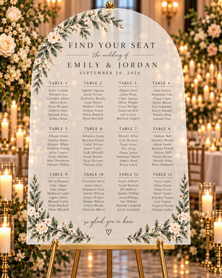Entrance Sign | Arch Seating Chart, Acrylic Custom Guest List - Modern Reception Decor Accent