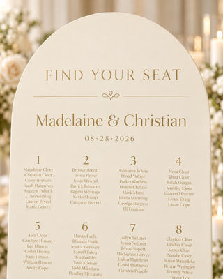 Seating Chart Plan | Acrylic Arch Guest List Board | Modern Ceremony Entrance, 24X18-35.7X23.7