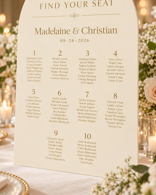 Seating Chart Plan | Acrylic Arch Guest List Board | Modern Ceremony Entrance, 24X18-35.7X23.7