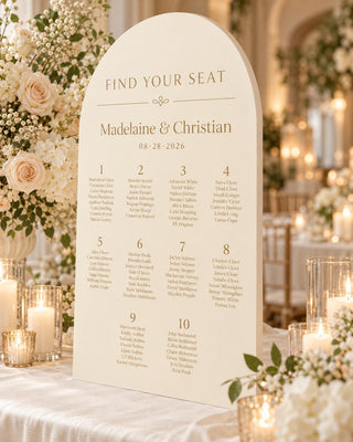 Seating Chart Plan | Acrylic Arch Guest List Board | Modern Ceremony Entrance, 24X18-35.7X23.7