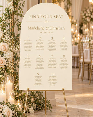Seating Chart Plan | Acrylic Arch Guest List Board | Modern Ceremony Entrance, 24X18-35.7X23.7