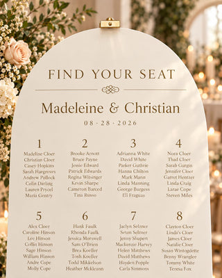 Seating Chart Sign | Wavy Acrylic Table Plan - Modern Custom Guest Layout, Ceremony Reception