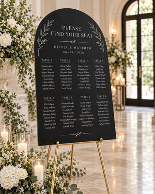 Arch Seating Chart, Elegant Slate Acrylic Display | Wedding Guest Board | 10X8-35.7X23.7
