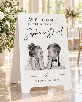 Photo Welcome Sign - Childhood Portrait, Sentimental Serif Typography | MDF Or Acrylic | 24In-35.7In