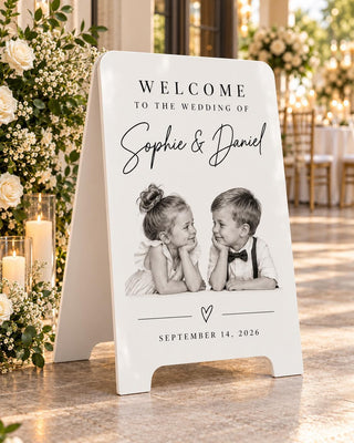 Photo Welcome Sign - Childhood Portrait, Sentimental Serif Typography | MDF Or Acrylic | 24In-35.7In