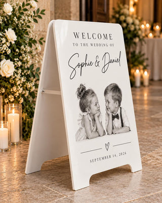 Photo Welcome Sign - Childhood Portrait, Sentimental Serif Typography | MDF Or Acrylic | 24In-35.7In