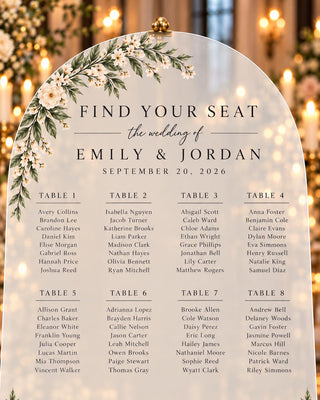 Entrance Sign | Arch Seating Chart, Acrylic Custom Guest List - Modern Reception Decor Accent