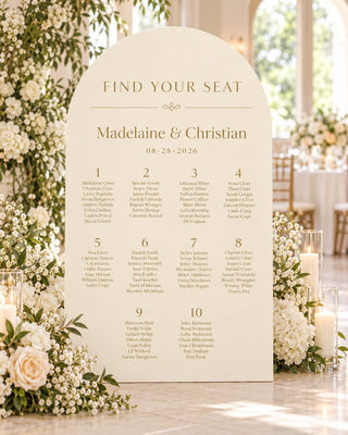 Seating Chart Plan | Acrylic Arch Guest List Board | Modern Ceremony Entrance, 24X18-35.7X23.7