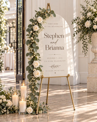 Welcome Sign | Acrylic Wedding Entrance Decor - Modern Bridal Shower Display, 24X18-35.7X23.7
