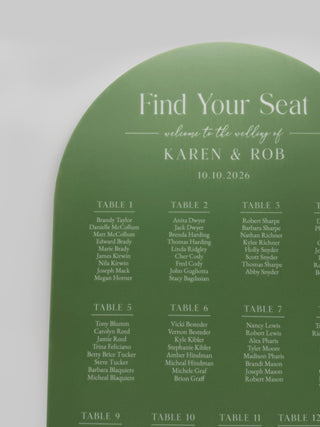 Acrylic Arch Wedding Seating Chart, Custom Table Plan Sign