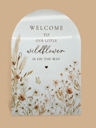 Wildflower Arch Baby Shower Welcome Sign, Boho Daisy Acrylic Sign