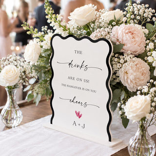 The Drinks Are on Us Wedding Bar Sign, Custom Acrylic Bar Menu