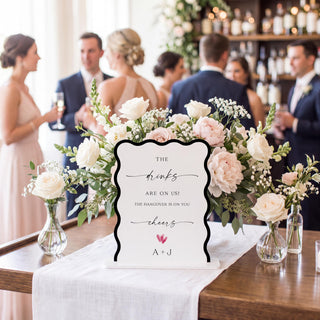 The Drinks Are on Us Wedding Bar Sign, Custom Acrylic Bar Menu
