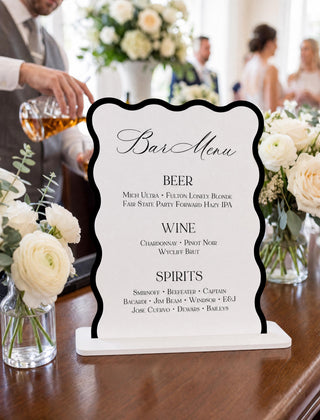 Elegant Wedding Bar Menu Sign, Custom Acrylic Signature Drinks Sign