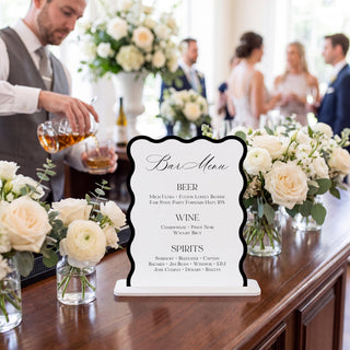 Elegant Wedding Bar Menu Sign, Custom Acrylic Signature Drinks Sign