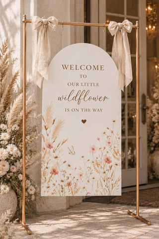 Personalized Baby Shower Welcome Sign, Wildflower Arch, Boho Garden Decor (Customizable)